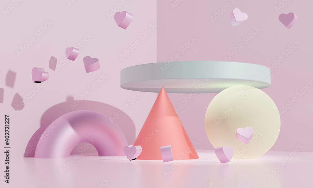 3d abstract podium as valentine love concept to put gifts and objects. 3d illustration. 3d abstract podium as valentine love concept to put gifts and objects. 3d illustration.