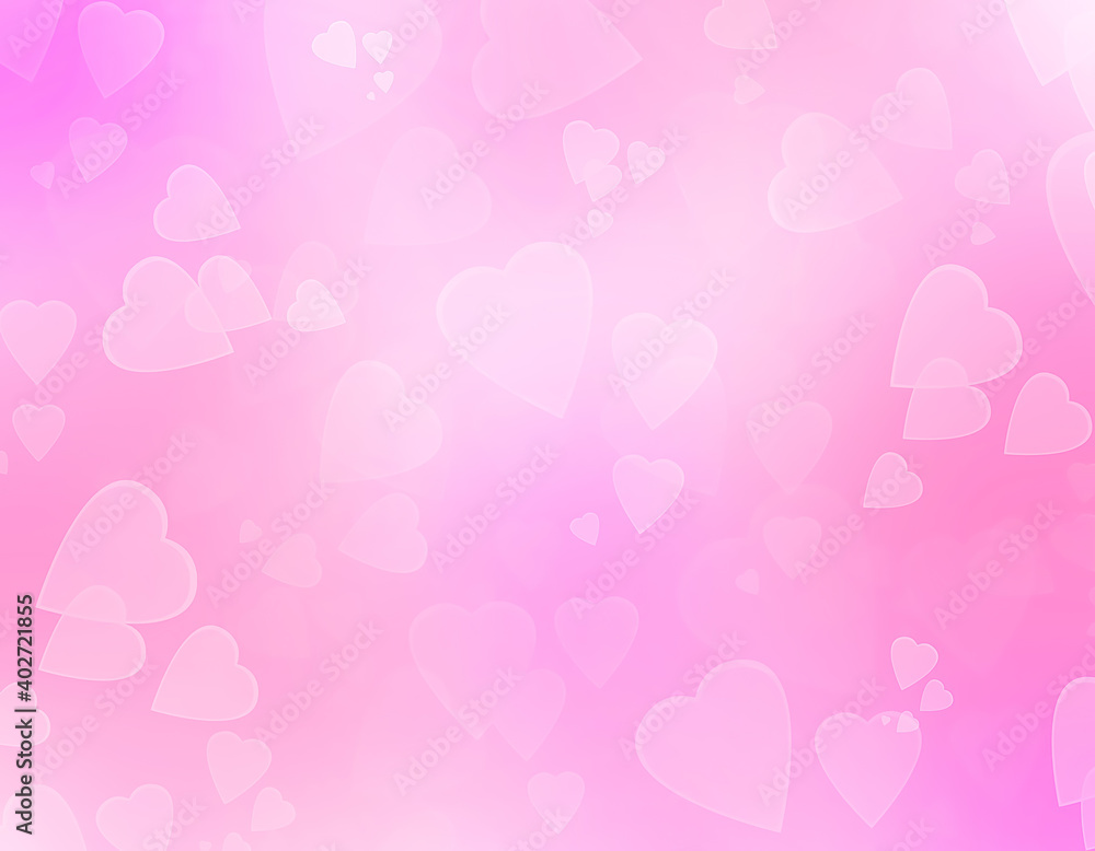 Pink romantic abstract background with heart effects. Valentines Day design.