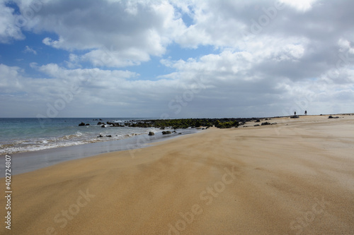 wide sandy beach in Puerto del Carmen  Lanzarote  Canary Islands 