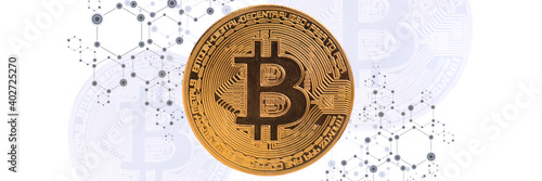 Wallpaper Mural Golden bitcoins on the headline background Torontodigital.ca