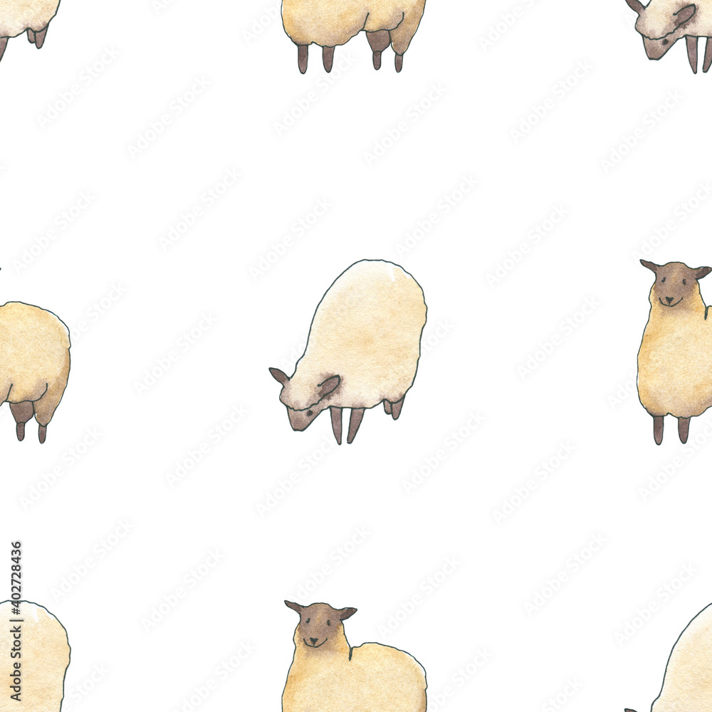 Obraz premium farm digital paper, garden background clipart transparent seamless pattern garden digital paper watercolor garden clip art farm animals