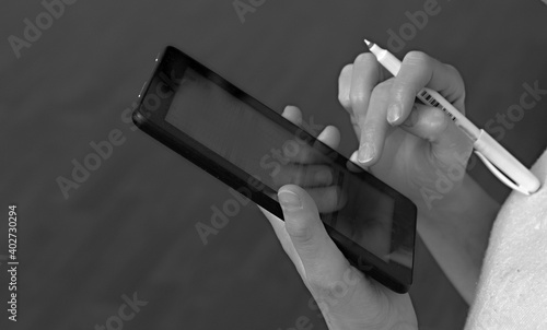 ordering goods by mobile phone stock photo