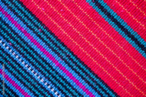 Handwoven textile from Salcajá, Guatemala - Close up