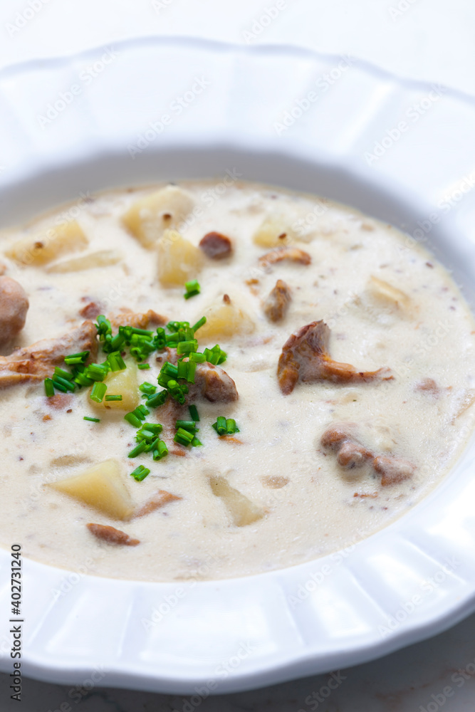 creamy potato soup with mushrooms