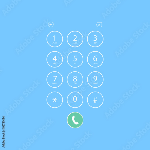 Keypad with numbers and letters for phone. Vector illustration.