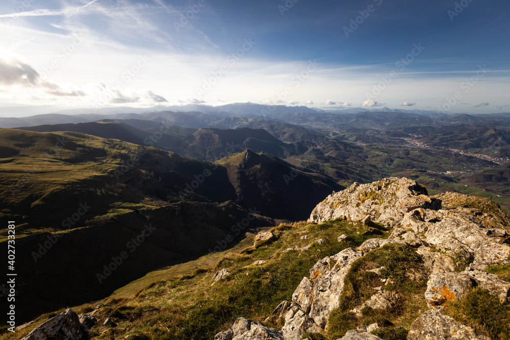Txindoki peak with the great views to all the Basque Country.