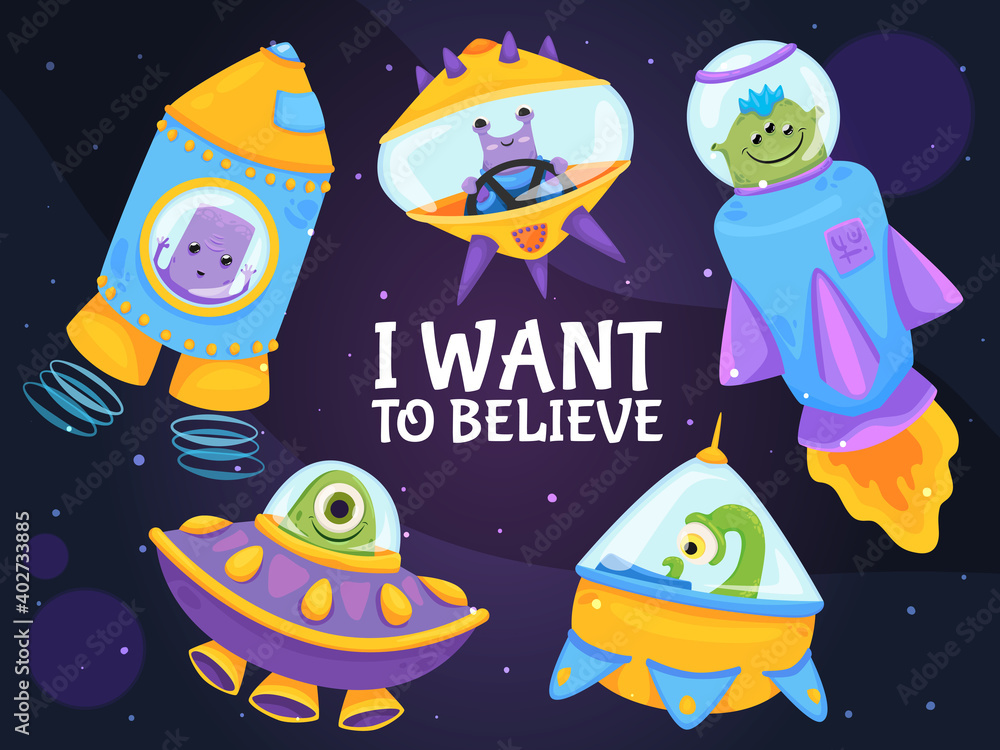 Fototapeta premium Aliens Colorful Background