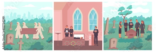Funeral Flat Compositions Set