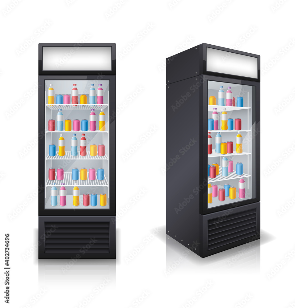 Drinks Fridges Realistic Set Drinks Fridges Realistic Set