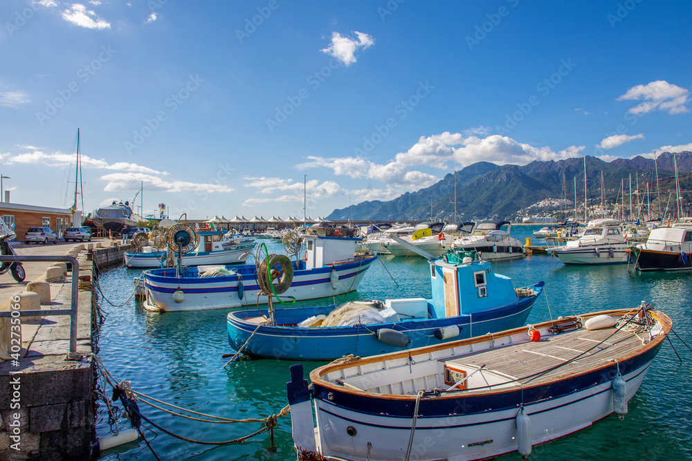 Boats( fishing and pleasure)   in  harbor  of Salerno. Southern  Italy