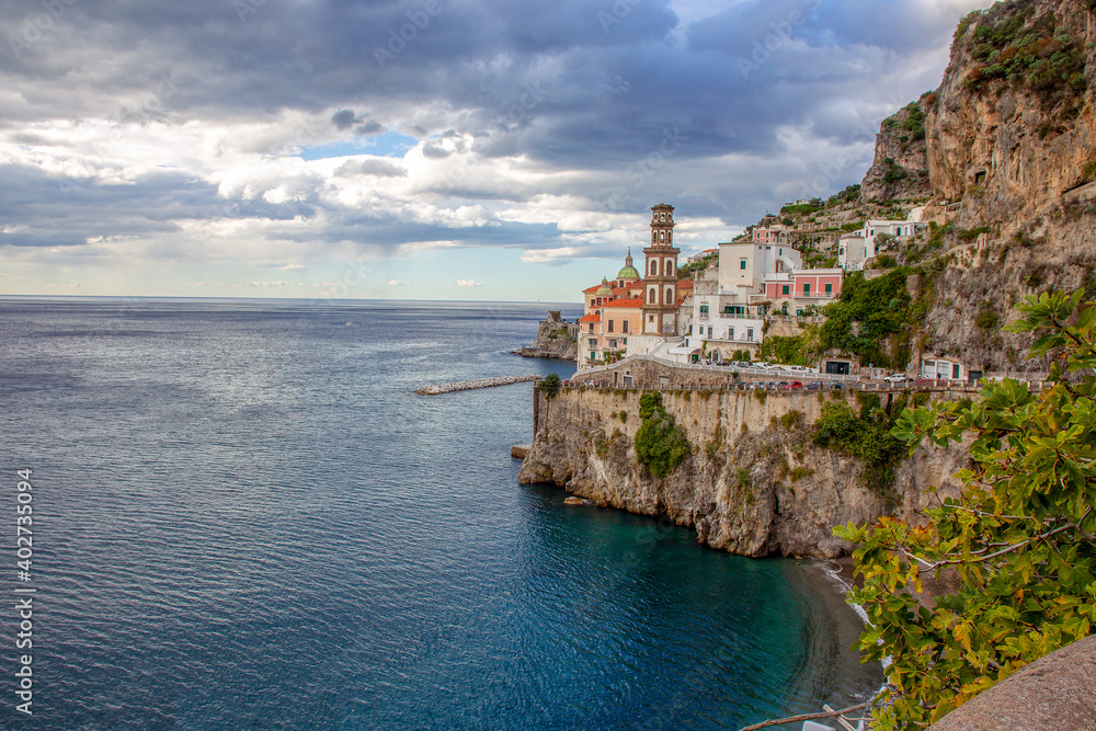 Adorable Scene of Amalfi coast and seascape  and small lagoon  also