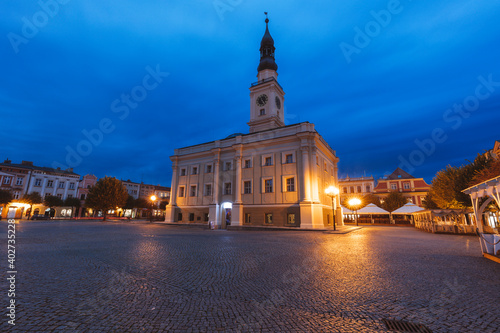 Leszno City hall at evening
