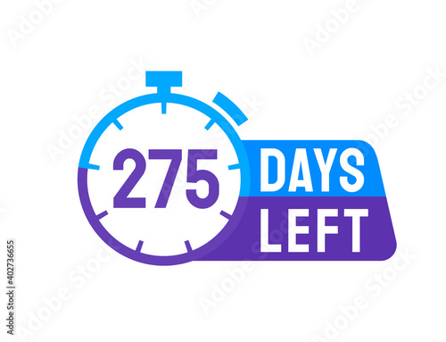 275 Days Left labels on white background. Days Left icon