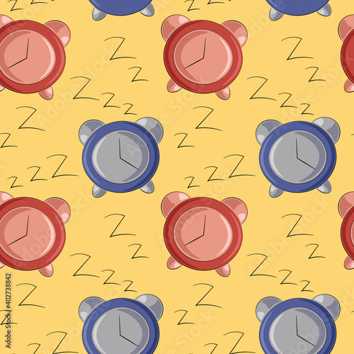 Seamless vector pattern with pink and blue Alarm photo