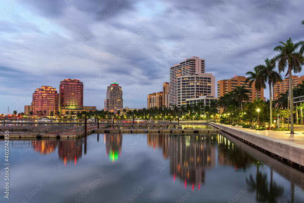 West Palm Beach, Florida, USA skyline on the Intracoastal Waterway. West Palm Beach, Florida, USA skyline on the Intracoastal Waterway.
