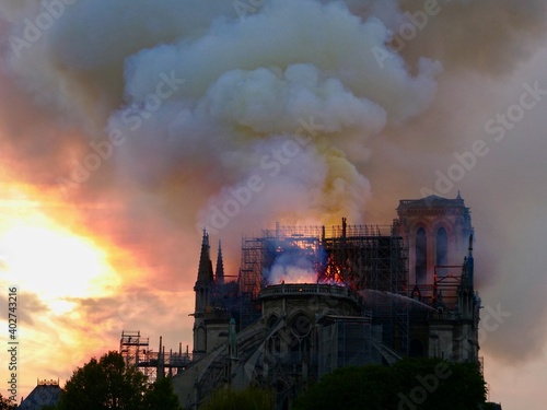 Notre Dame de Paris burning on the 15th april 2019.