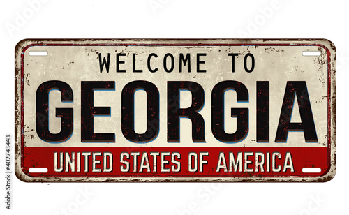 Welcome to Georgia vintage rusty metal plate