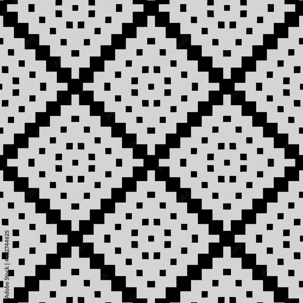 Fototapeta premium Black and white texture. Abstract seamless geometric pattern.