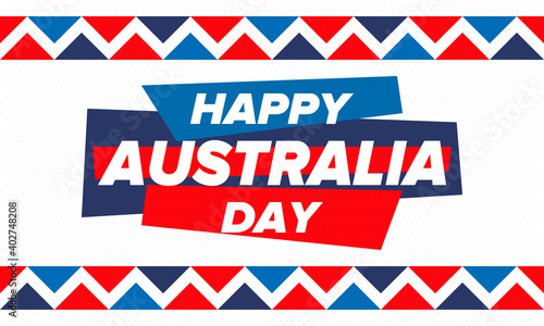Australia Day. National happy holiday  celebrated annual in January 26. Australian patriotic elements. Kangaroo silhouette. Poster  card  banner and background. Vector illustration
