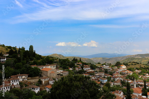 Scenic view of historic village of Sirince, İzmir, Turkey. Old houses in famous Aegean village. © jineps