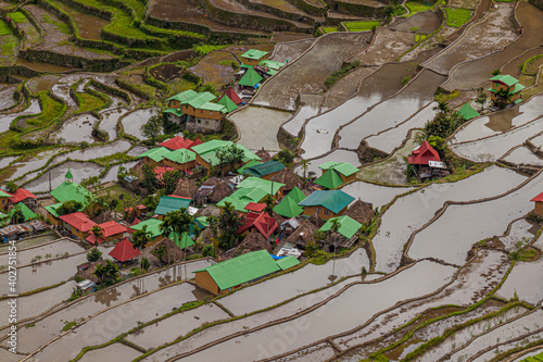 Aerial view of Batad rice terraces, Luzon island, Philippines