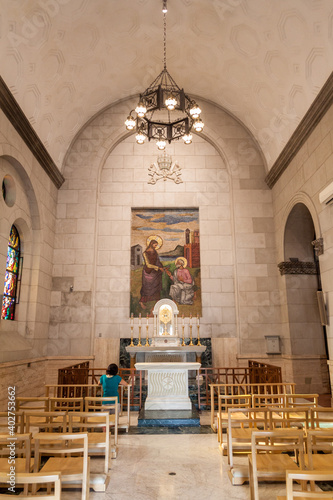 MANILA, PHILIPPINES - JANUARY 27, 2018: Side nave of theThe Minor Basilica and Metropolitan Cathedral of the Immaculate Conception (Manila Cathedral) in Manila. photo