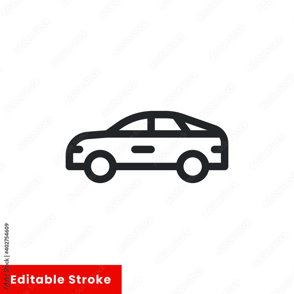 Car line icon for web template and app. Editable stroke vector illustration design on white background. EPS 10
