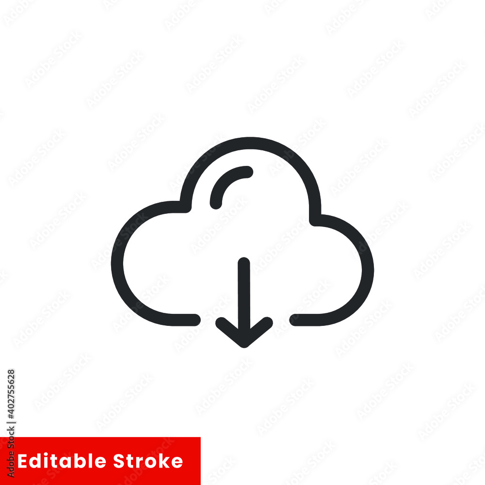 Cloud computing download line icon for web template and app. Editable stroke vector illustration design on white background. EPS 10 Cloud computing download line icon for web template and app. Editable stroke vector illustration design on white background. EPS 10