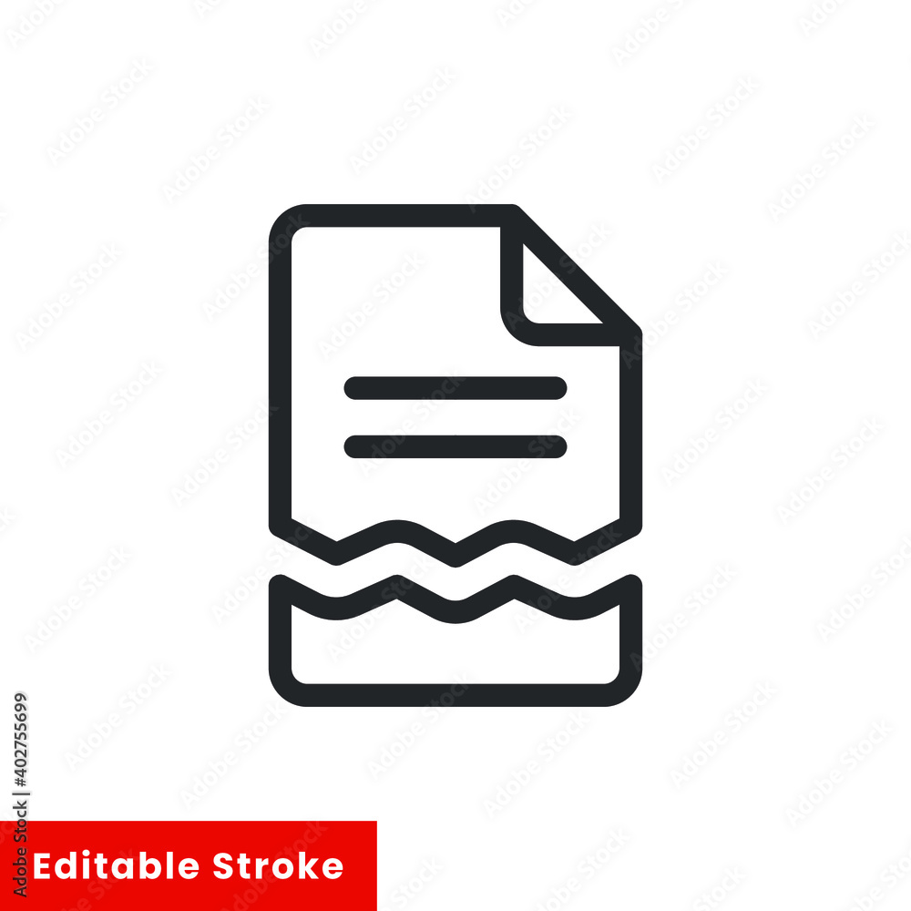 Broken document file line icon for web template and app. Editable stroke vector illustration design on white background. EPS 10 Broken document file line icon for web template and app. Editable stroke vector illustration design on white background. EPS 10