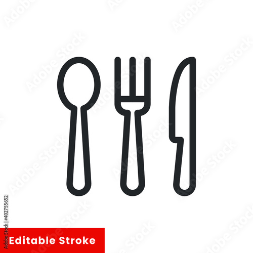 Cutlery line icon for web template and app. Editable stroke vector illustration design on white background. EPS 10
