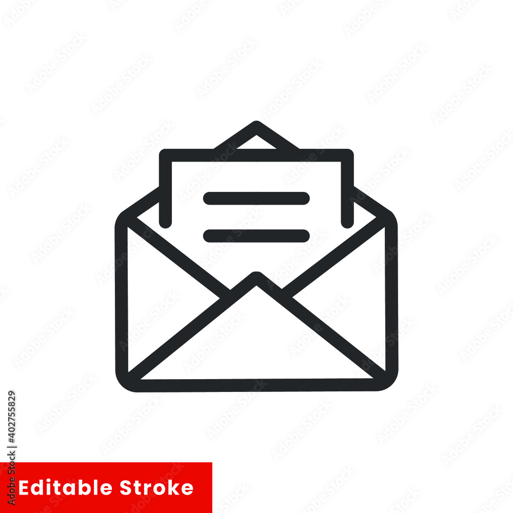 Message open line icon for web template and app. Editable stroke vector illustration design on white background. EPS 10 Message open line icon for web template and app. Editable stroke vector illustration design on white background. EPS 10