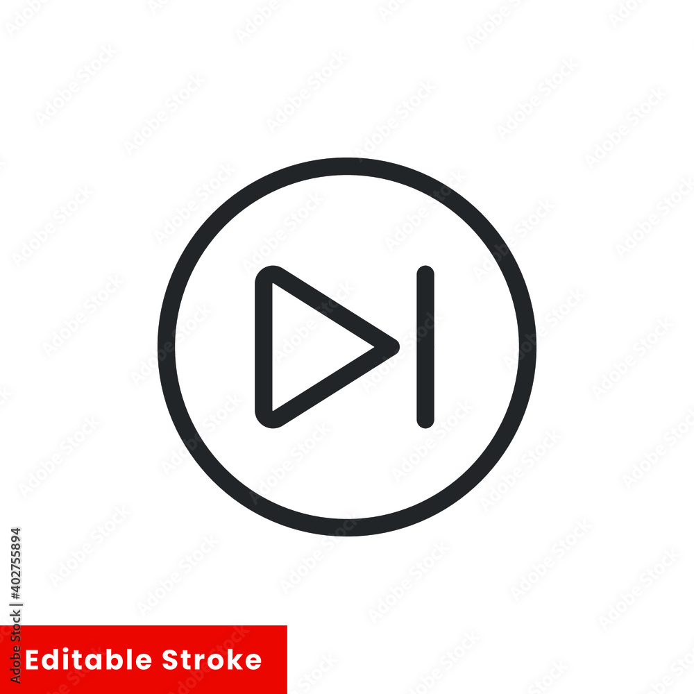 Next button line icon for web template and app. Editable stroke vector illustration design on white background. EPS 10 Next button line icon for web template and app. Editable stroke vector illustration design on white background. EPS 10