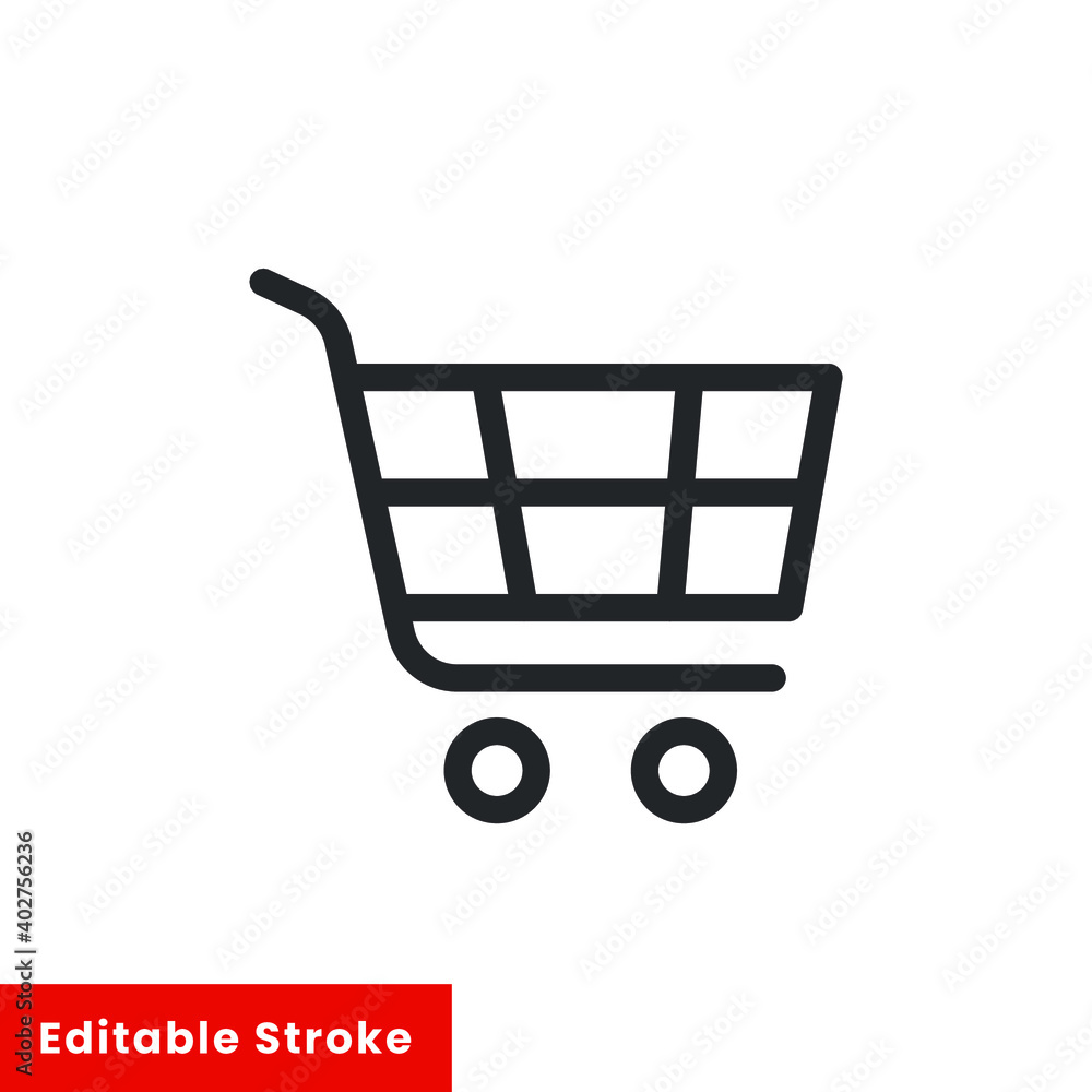 Shopping chart line icon for web template and app. Editable stroke vector illustration design on white background. EPS 10