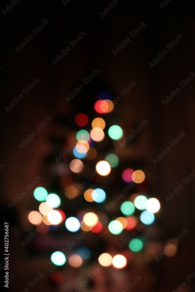 Christmas tree out of focus. the colored circles Christmas tree out of focus. the colored circles