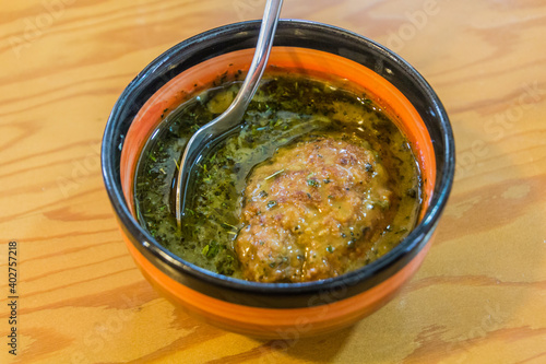 Bowl of meatball soup in Iran