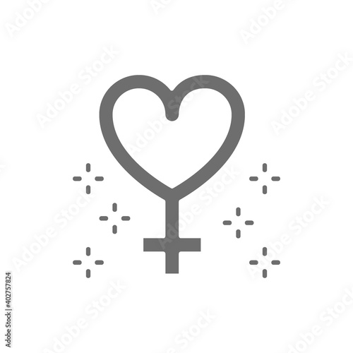Gender female symbol, feminism, women power grey icon.