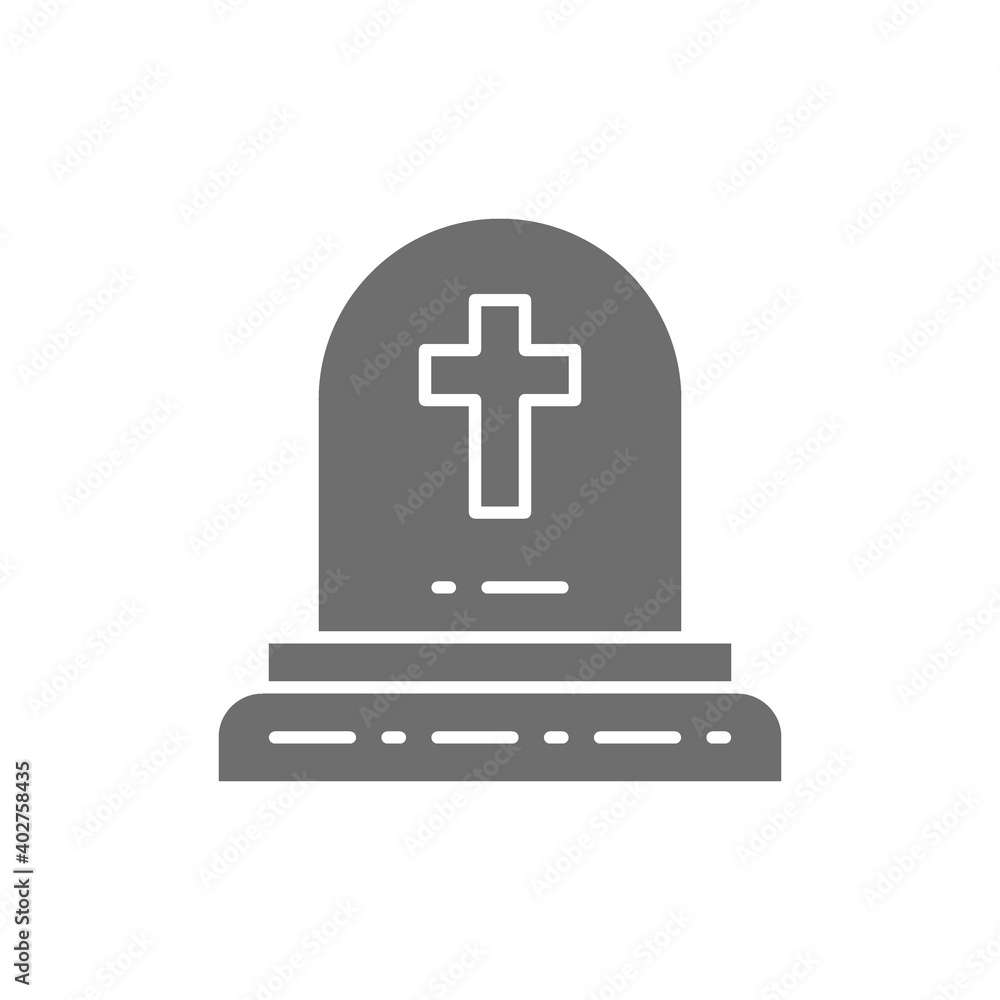 Tombstone with christian cross, grave, gravestones gray icon. Tombstone with christian cross, grave, gravestones gray icon.