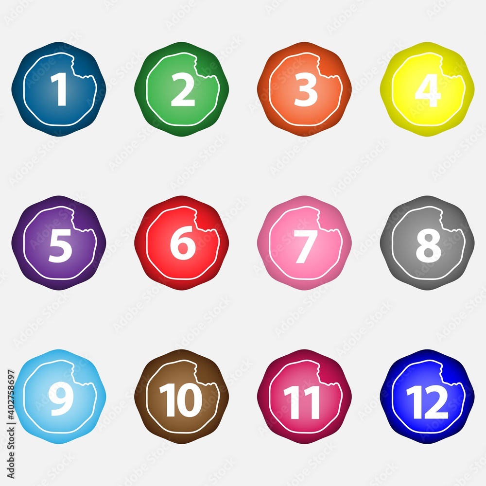 set of buttons with numbers, Number Flat Design, Number Set vector illustration. set of buttons with numbers, Number Flat Design, Number Set vector illustration.