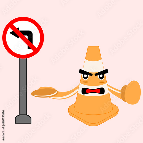 Illustration vector graphic cartoon character of forbidden to turn left on the road
