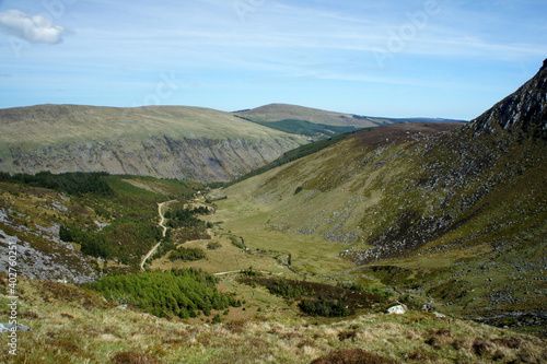 Hike around Fraughan Rock Valley, Wicklow Mountains, Ireland. 