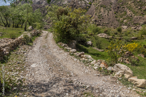 Road in Marguzor (Haft Kul) in Fann mountains, Tajikistan