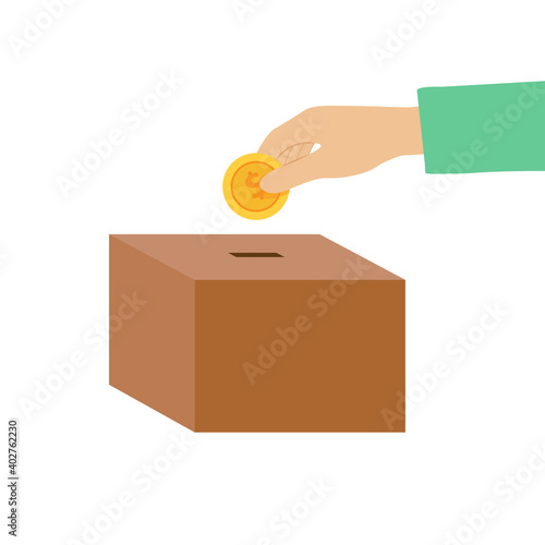 fundraising donation, saving money, invest, flat design vector illustration