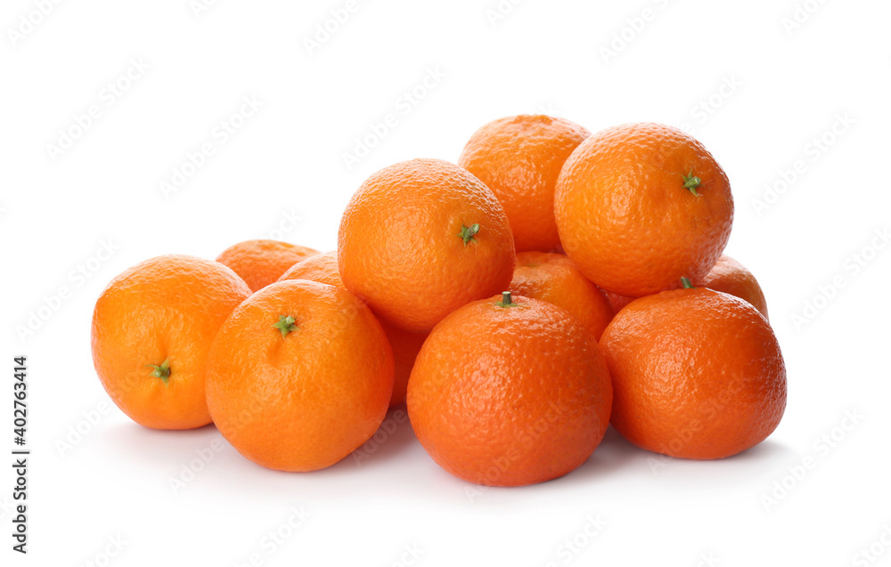 Fresh tangerines on white background. Citrus fruit Fresh tangerines on white background. Citrus fruit