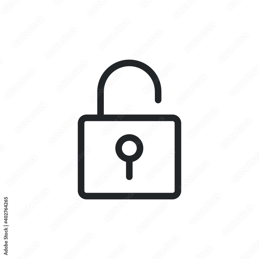 Open padlock line icon for web template and app. Vector illustration design on white background. EPS 10 Open padlock line icon for web template and app. Vector illustration design on white background. EPS 10