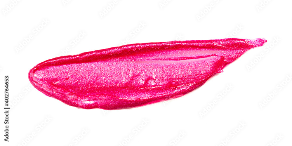 Single Smear of Lipstick and Lip Gloss Swatch on a White Background Single Smear of Lipstick and Lip Gloss Swatch on a White Background