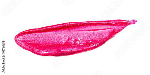 Single Smear of Lipstick and Lip Gloss Swatch on a White Background