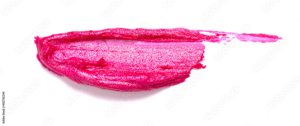 Single Smear of Lipstick and Lip Gloss Swatch on a White Background Single Smear of Lipstick and Lip Gloss Swatch on a White Background