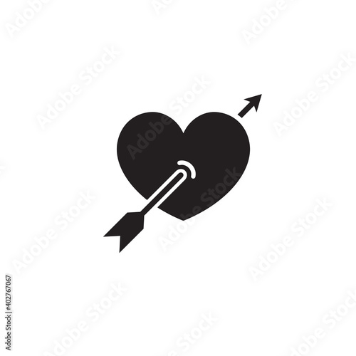 Heart with arrow valentine icon isolated on white background