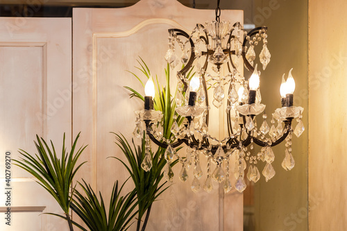 Crystal droplight, family decoration, interior design ou feng crystal chandelier
 photo
