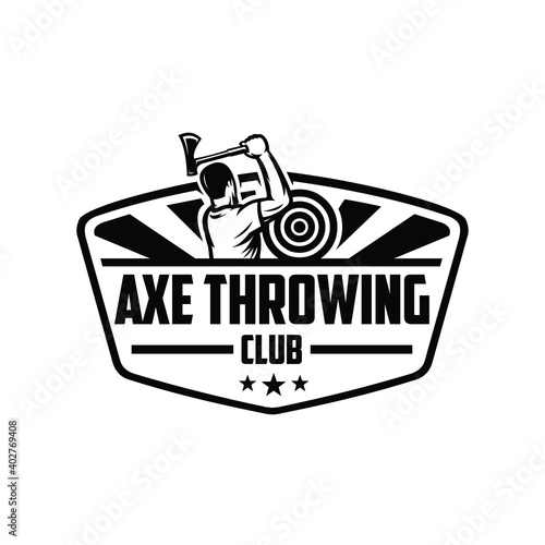 The perfect logo for a business related to the axe throwing industry. Ready made axe throwing club logo template set vector isolated EPS